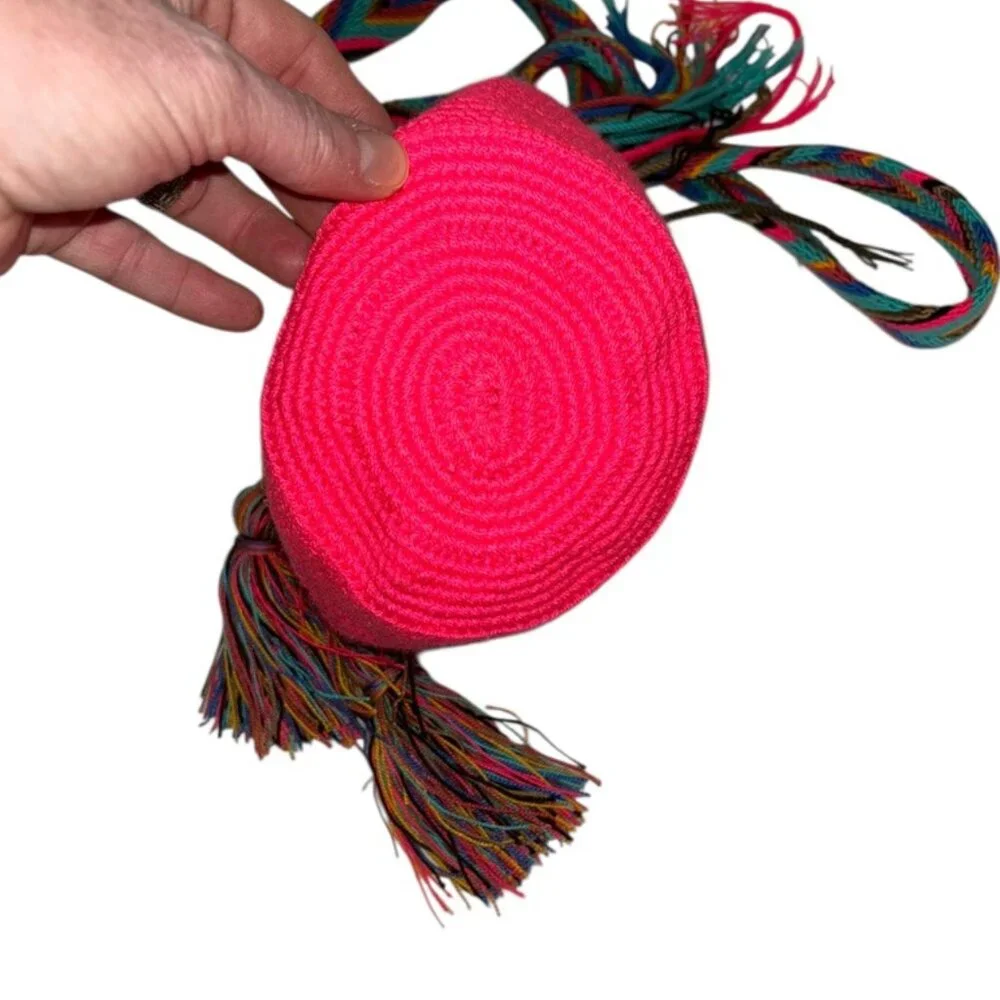 Guava Wayuu hot PINK mini Colombian Hand Woven Cross Body Bag
